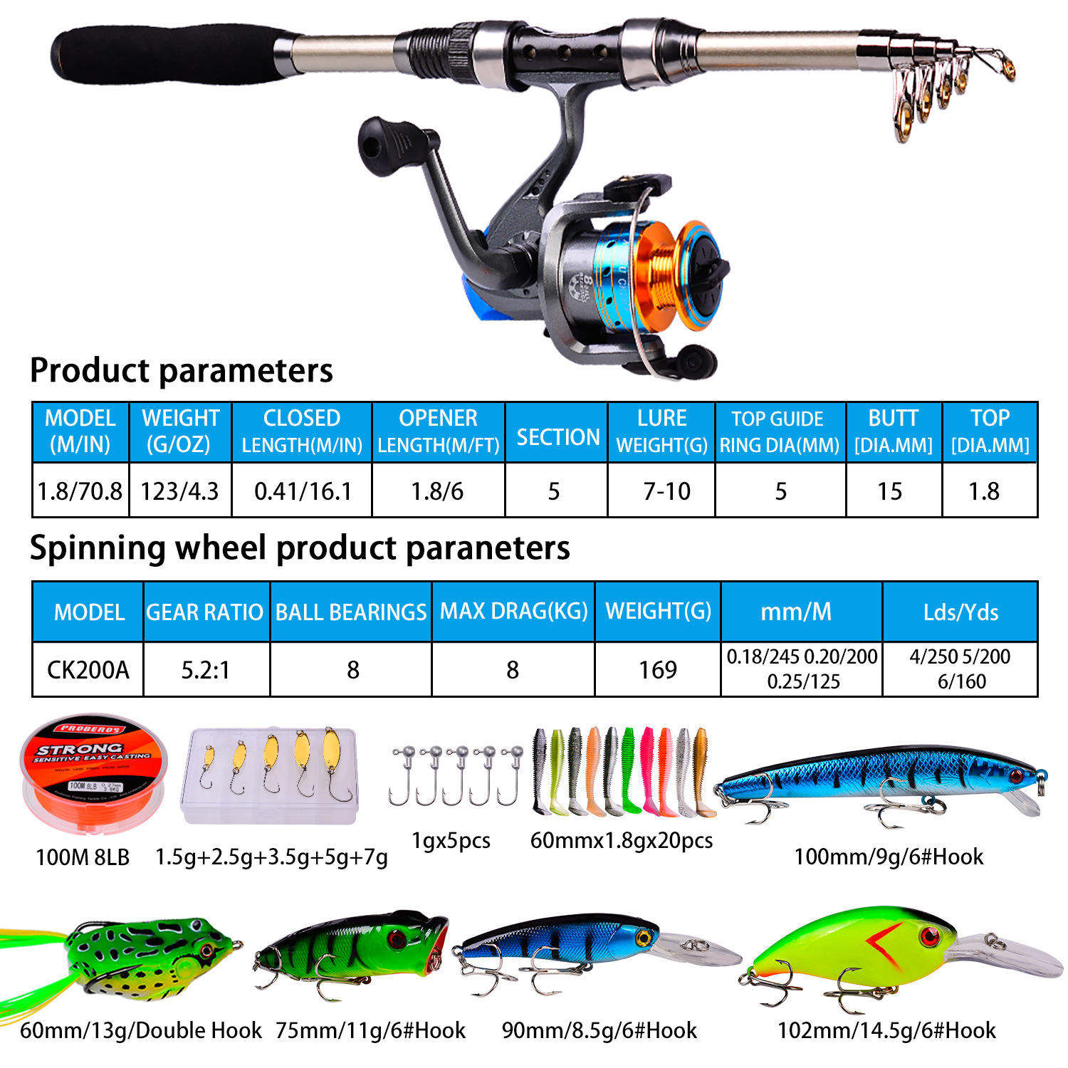 Ensemble canne à pêche et moul - Fishing Rod Telescopic avis et prix